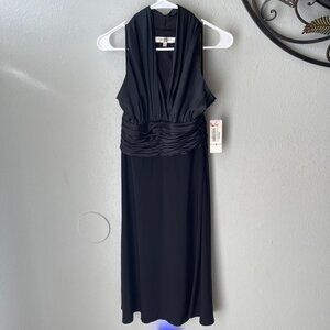 Evan-Picone Black Sleeveless Midi Dress Size 6  Pleated Waist cocktail Dress